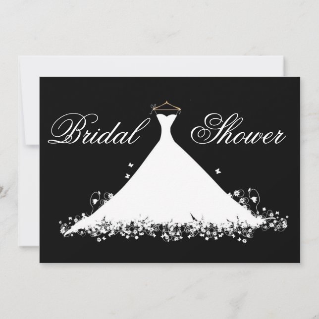 Elegant Gown Silhouette Bridal Shower Invitation (Front)