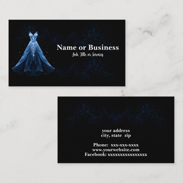 Elegant gown silhouette business card (Front/Back)