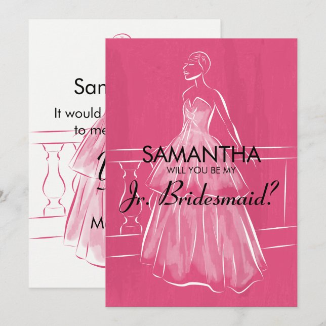 Elegant Gown Will You Be Jr. Bridesmaid Card (Front/Back)