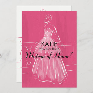 Elegant Gown Will You Be My Matron of Honor Card