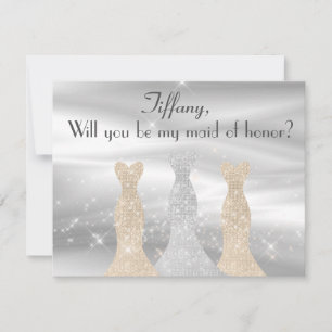 Elegant Gowns Maid of Honor proposal Invitation