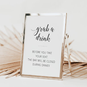 Elegant Grab A Drink Wedding Bar Sign