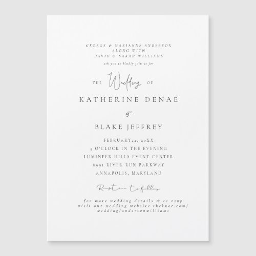 Elegant Grace Both Parents Wedding Magnetic Invitation