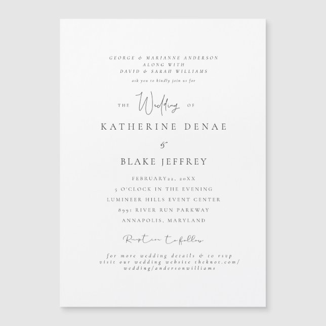 Elegant Grace Both Parents Wedding Magnetic Invitation (Front)