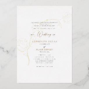 Elegant Grace Foil Gold and Black Text Wedding Invitation
