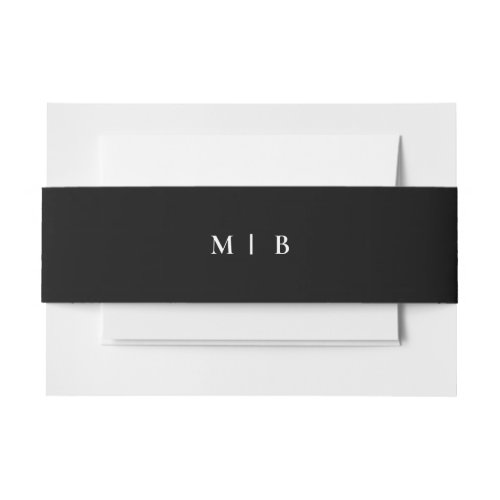 Elegant Grace Wedding Black  White Monogram Invitation Belly Band