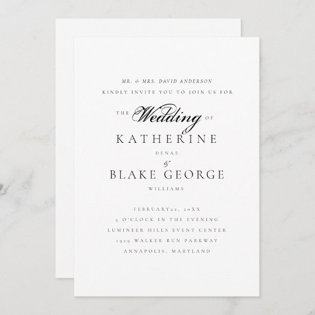 Elegant Grace Wedding Bride Parents Invitation  (Front/Back)