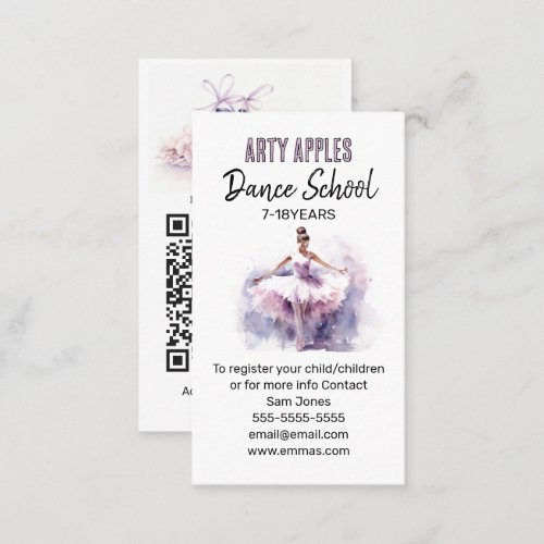 Elegant graceful Ballet Dance School Instructors Business Card