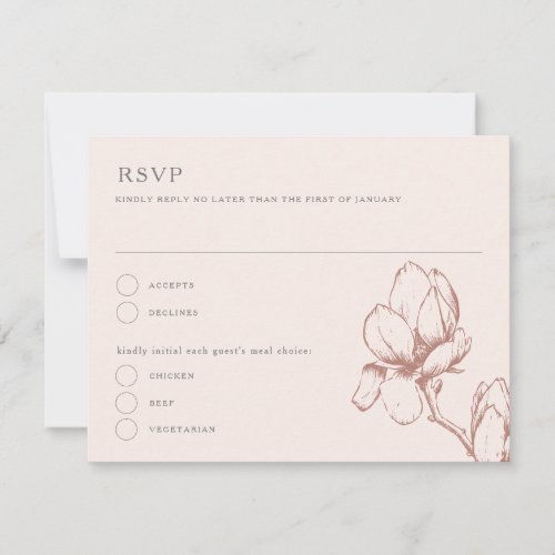Elegant Graceful Magnolia Bloom Wedding RSVP Card