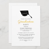 Elegant Grad 2022 Cap Typography Graduation Party Invitation (Front/Back)