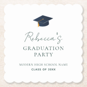 Elegant Grad Celebration Academic Crest Style Paper Coaster