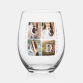 Elegant Grad Graduate Photo Collage Memories Stemless Wine Glass (Front)