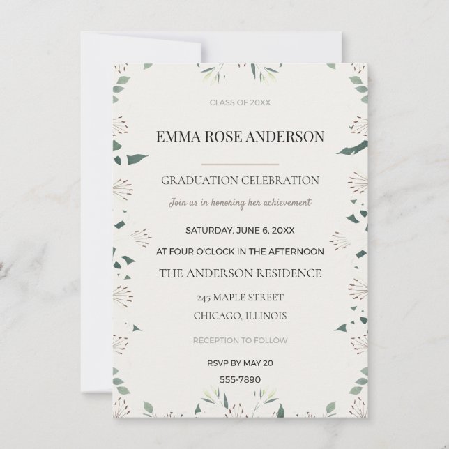 Elegant Grad Party Graduation Invitations  (Front)