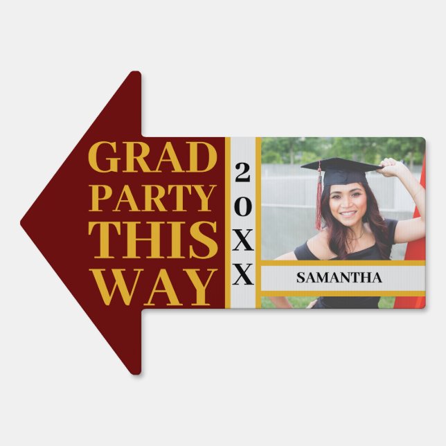 Elegant Grad Photo Party Yard Sign (Front)