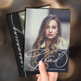 Elegant Grad Script Photo Graduation Announcement
