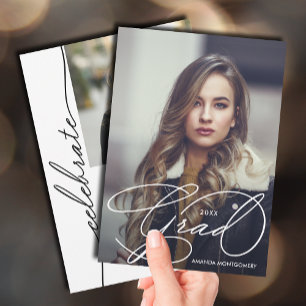 Elegant Grad Script Photo Graduation Invitation