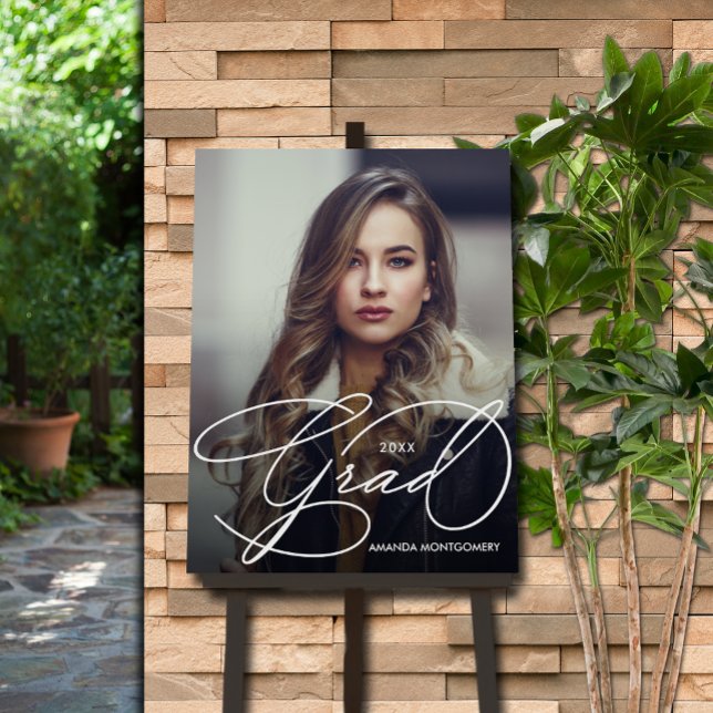 Elegant Grad Script Photo Graduation Party Foam Board (Elegant grad script photo graduation party foam board sign)