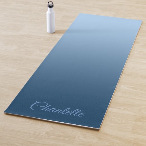 Elegant Gradient Blue with Custom Name Yoga Mat