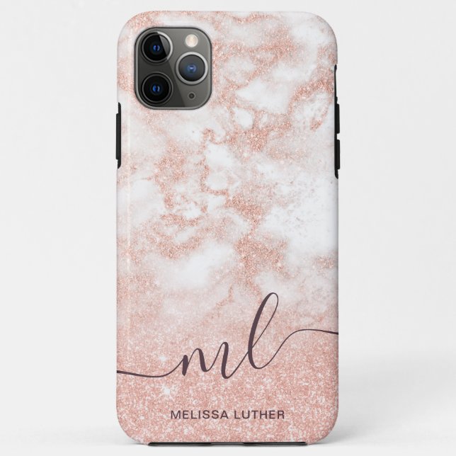 Elegant gradient copper rose gold glitter marble Case-Mate iPhone case (Back)