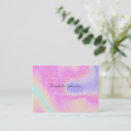 Elegant Gradient Glitter Swirl Holographic  Business Card