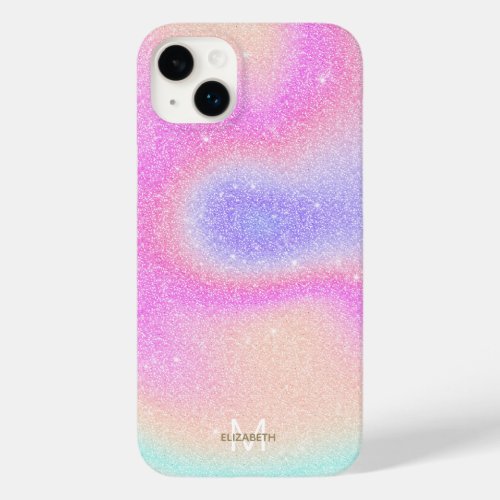 Elegant Gradient Glitter Swirl Holographic  Case_Mate iPhone 14 Plus Case