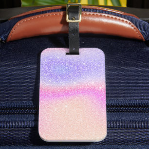 Elegant Gradient Glitter Swirl Holographic  Luggage Tag