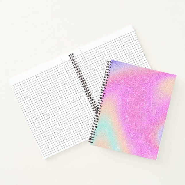Elegant Gradient Glitter Swirl Holographic Notebook (Inside)