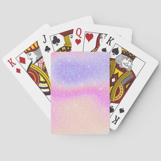 Elegant Gradient Glitter Swirl Holographic  Poker Cards (Back)