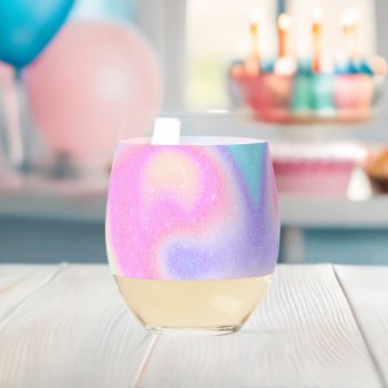 Elegant Gradient Glitter Swirl Holographic  Stemless Wine Glass by Trendy_arT at Zazzle