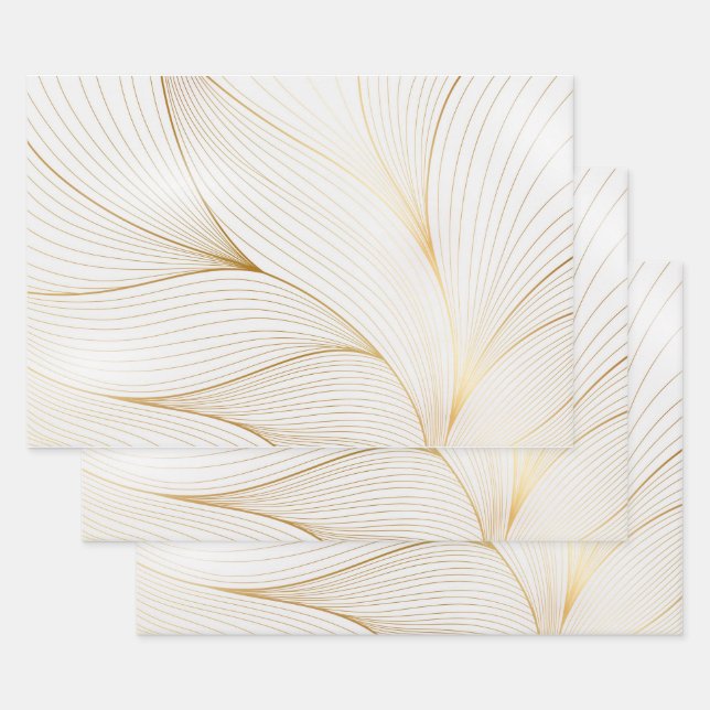 Elegant Gradient golden linear pattern Wrapping Paper Sheets (Set)