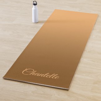 Elegant Gradient Golden with Custom Name Yoga Mat