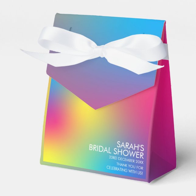 Elegant Gradient Holographic Bridal Shower Favor Boxes (Front Side)