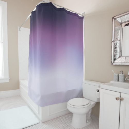 Elegant Gradient Navy Purple  White Ombre Shower Curtain