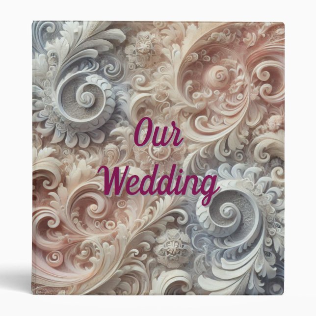 Elegant Gradient Pastel Lace Pattern 3 Ring Binder (Front)