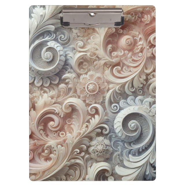 Elegant Gradient Pastel Lace Pattern Clipboard (Front)