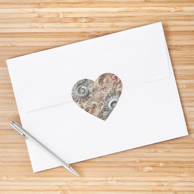 Elegant Gradient Pastel Lace Pattern Heart Sticker (Creator Uploaded)