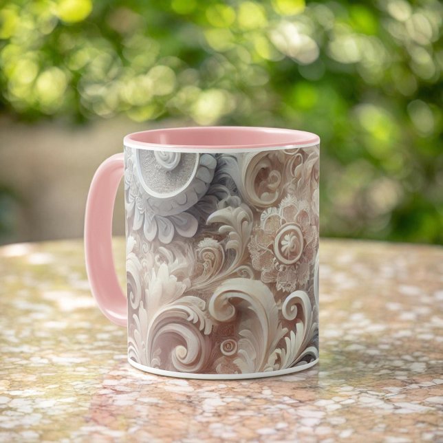 Elegant Gradient Pastel Lace Pattern Mug (Creator Uploaded)