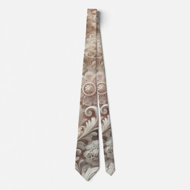 Elegant Gradient Pastel Lace Pattern Neck Tie (Front)