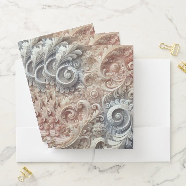Elegant Gradient Pastel Lace Pattern Pocket Folder (In Situ)