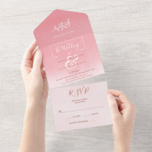 Elegant Gradient Pink Background Wedding All In One Invitation
