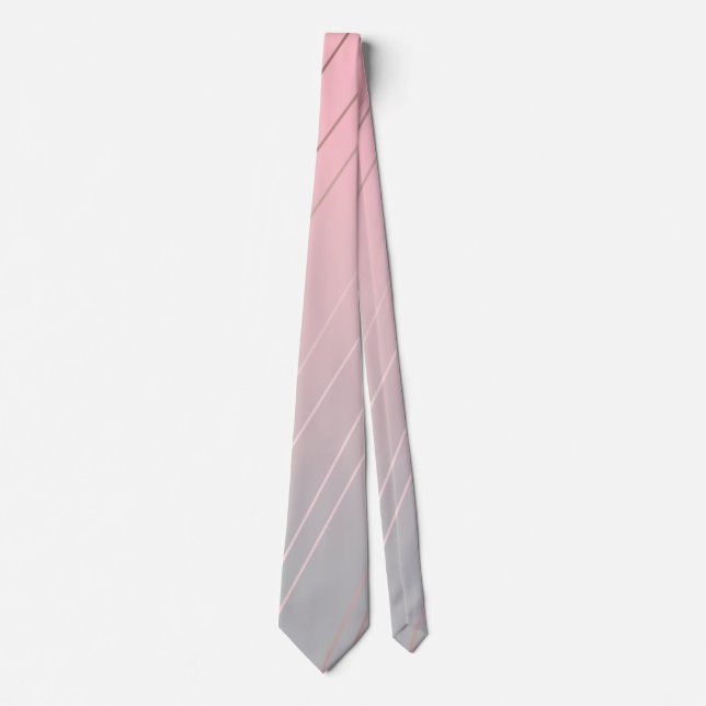 Elegant gradient pink grey pattern rose gold neck tie (Front)