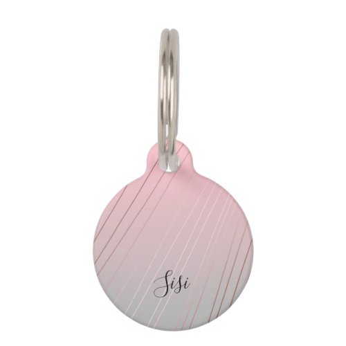 Elegant gradient pink grey pattern rose gold pet ID tag