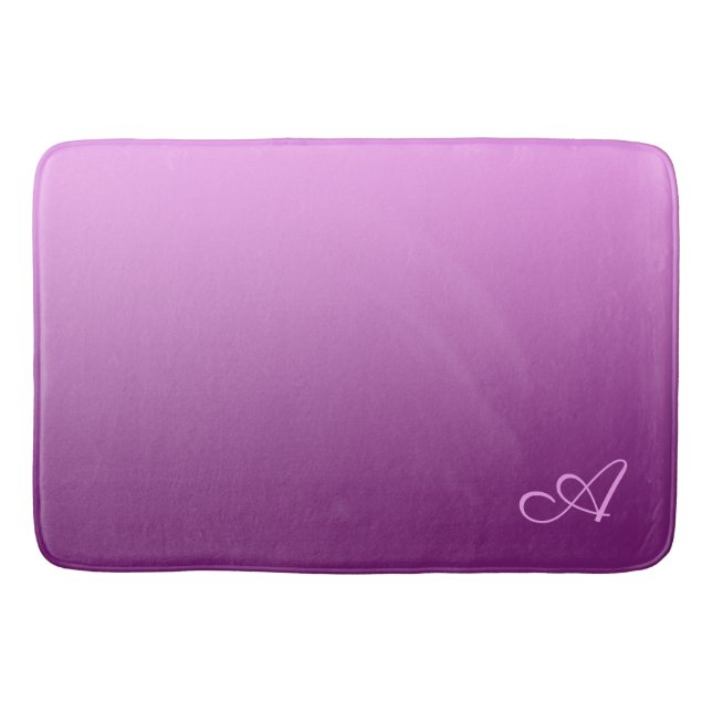 Elegant Gradient Pink with Custom Monogram Bathroom Mat (Front)