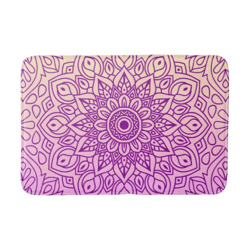Elegant Gradient Purple Peach Mandala Pattern Bath Mat