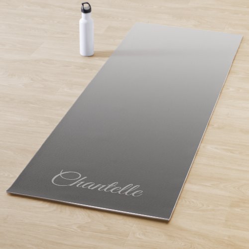 Elegant Gradient Silver with Custom Name Yoga Mat