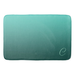 Elegant Gradient Teal with Custom Monogram Bathroom Mat