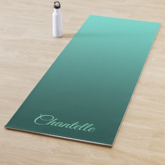 Elegant Gradient Teal with Custom Name Yoga Mat