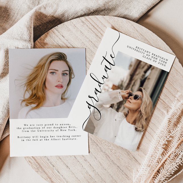 Elegant Graduate 2 Photo Graduation Announcement  (Creator Uploaded)