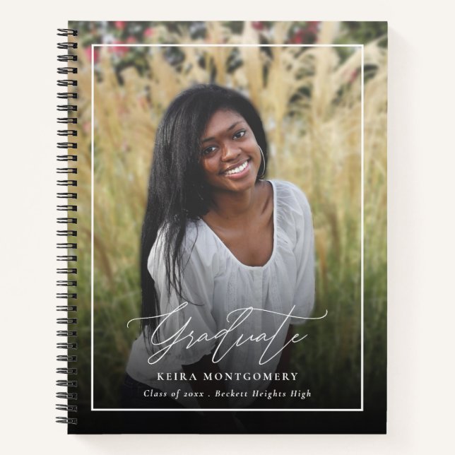 Elegant Graduate 2 Photo Guest Graduation Notebook (Front)