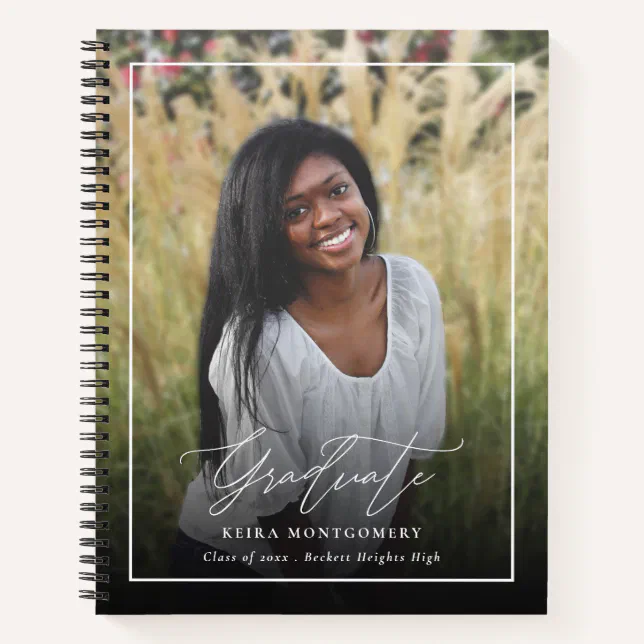 Elegant Graduate 2 Photo Guest Graduation Notebook | Zazzle